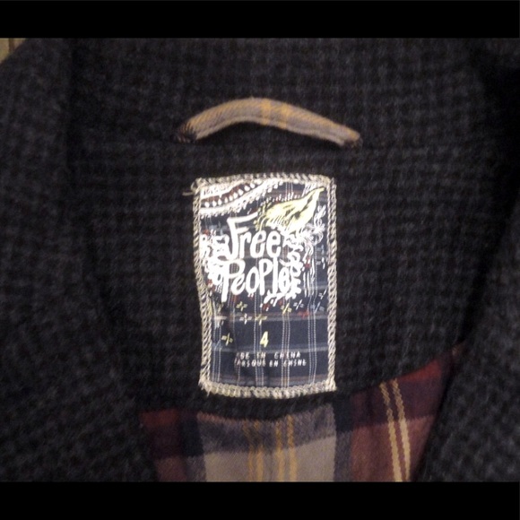 FREE PEOPLE small checkered wool jacket size 4 EUC - Picture 5 of 12
